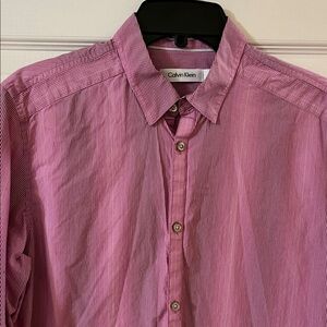 Calvin Klein Men's Purple Striped Dress Shirt